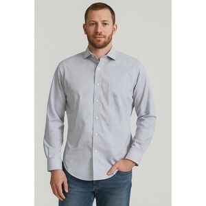 CHARLES TYRWHITT 17 Light Blue Check Dress Shirt Classic Fit Business Minimalist